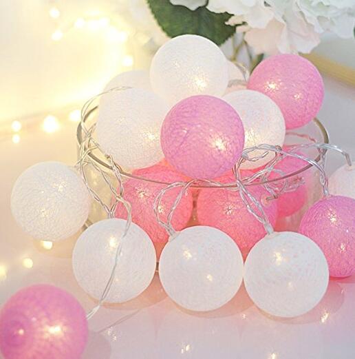 Handmade Cotton Globe String & LED Light