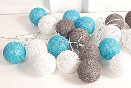 Handmade Cotton Globe String & LED Light