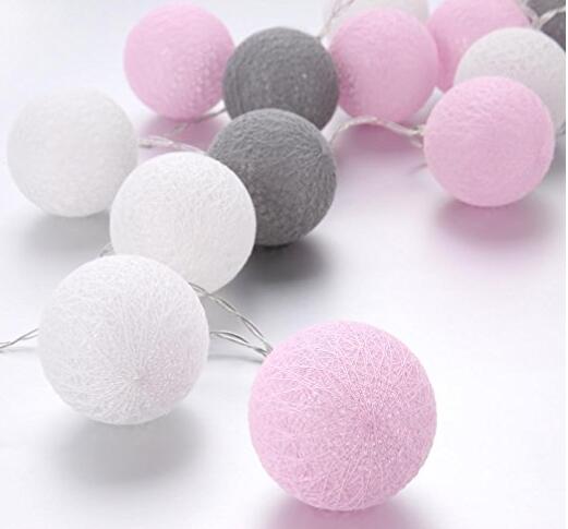 Handmade Cotton Globe String & LED Light